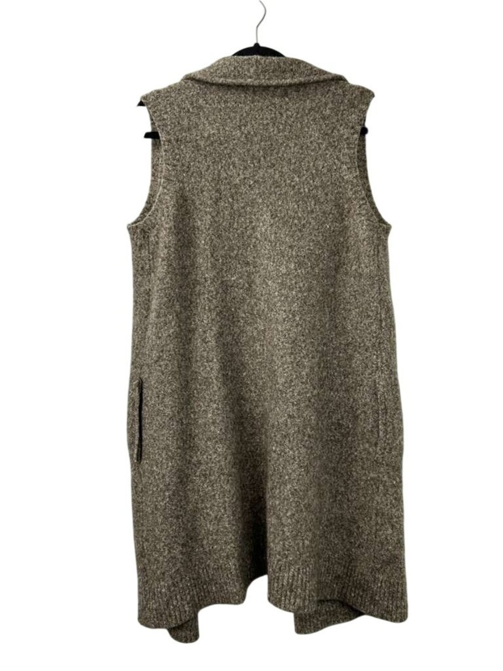 Athleta Women's Size S/M Sleeveless Merino Wool Blend Brown Cardigan Ribbed Hem - Picture 2 of 14